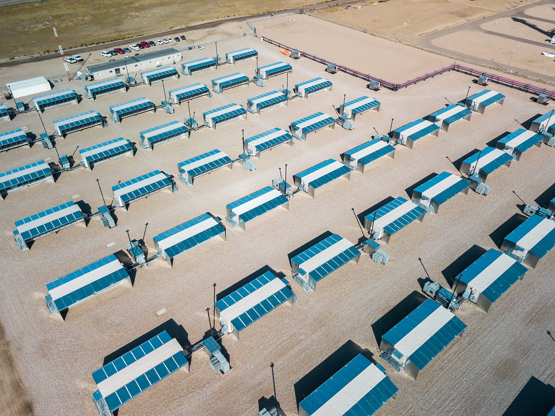 Aerial view of a bitcoin mining facility in Medicine Hat, Alberta.